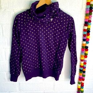 H&M Purple Star-Print Snap Funnel Neck Sweatshirt